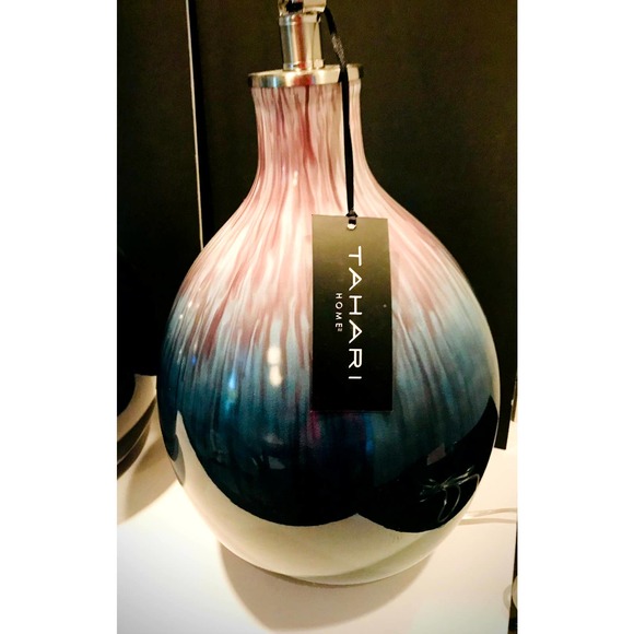 Tahari pair of Ceramic Table Lamps-Danish mod splatter - Picture 2 of 7